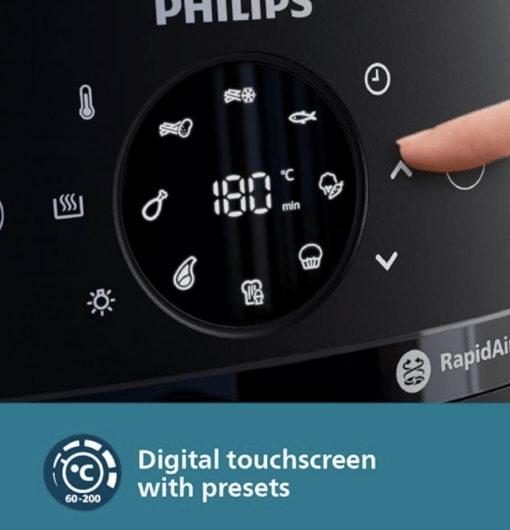 PHILIPS Air Fryer NA231/00 with touch panel, uses up to 90% less fat, 1700W, 6.2 Liter, with Rapid Air Technology (Black),Cooking window, Extra Large - Image 6